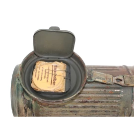 Camouflaged gas mask and canister tree-tone 1944