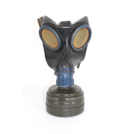 Camouflaged gas mask and canister tree-tone 1944