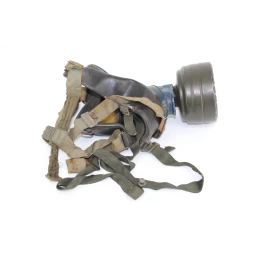 Camouflaged gas mask and canister tree-tone 1944